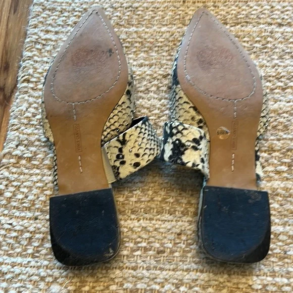 Vince Camuto Black and Cream Snake Print Mules - Picture 4 of 7